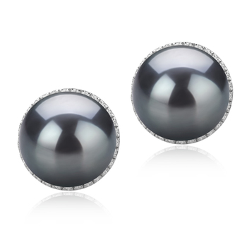 Paar Ohrringe mit schwarzen, 10-11mm großen Tihitianischen Perlen in AAA-Qualität , Tammy