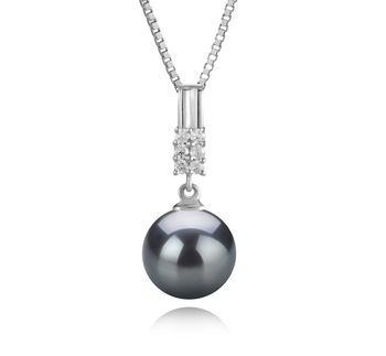Anhänger mit schwarzen, 9-10mm großen Tihitianischen Perlen in AAA-Qualität , Thelma