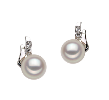 Paar Ohrringe mit weißen, 6-7mm großen Janischen Akoya Perlen in AA-Qualität , Valeska
