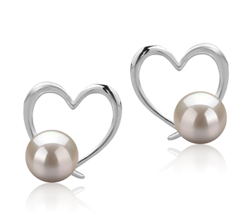 Paar Ohrringe mit weißen, 7-8mm großen Süßwasserperlen in AAAA-Qualität , Vanessa