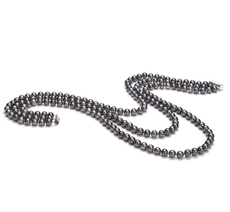 Halskette mit schwarzen, 6-7mm großen Süßwasserperlen in AA-Qualität , Aline