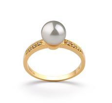 Ring mit weißen, 7.5-8mm großen Janischen Akoya Perlen in AAA-Qualität , Anne