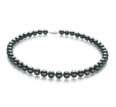 Halskette mit schwarzen, 8.5-9mm großen Süßwasserperlen in AA-Qualität , Bettina