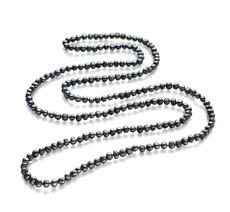 Halskette mit schwarzen, 6-7mm großen Süßwasserperlen in A-Qualität , Betty