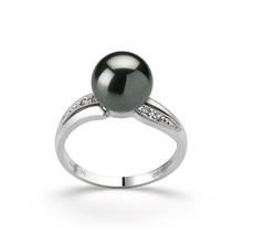 Ring mit schwarzen, 8-9mm großen Tihitianischen Perlen in AAA-Qualität , Caroline