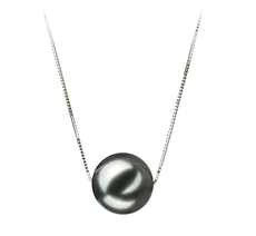 Anhänger mit schwarzen, 10-11mm großen Tihitianischen Perlen in AA-Qualität , Christina