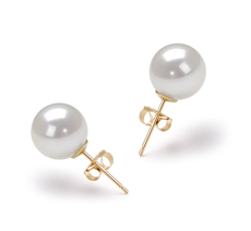 Paar Ohrringe mit weißen, 8-9mm großen Janischen Akoya Perlen in AA-Qualität , Clara