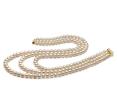 Halskette mit weißen, 6-7mm großen Süßwasserperlen in AA-Qualität , Dianna