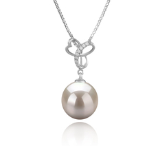 10-11mm AAAA Quality Freshwater Cultured Pearl Pendant in Dorothy White