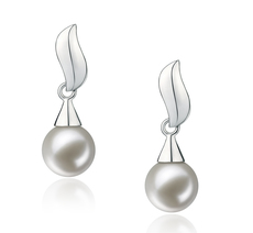 7-8mm AAAA-Qualität Süßwasser Paar Ohrringe in Eva Weiß