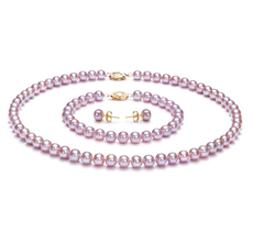6-6.5mm AA-Qualität Süßwasser Perlen Set in Felia Lavendel
