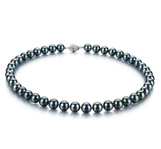 Halskette mit schwarzen, 8.5-9mm großen Janischen Akoya Perlen in AAA-Qualität , Francesca
