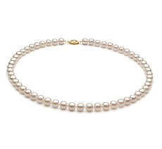 Halskette mit weißen, 6-7mm großen Chinesischen Akoya Perlen in A+-Qualität , Franziska