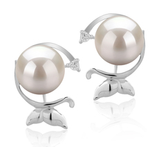 Paar Ohrringe mit weißen, 7-8mm großen Janischen Akoya Perlen in AA-Qualität , Gilda