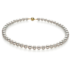 Halskette mit weißen, 7-7.5mm großen Janischen Akoya Perlen in Hanadama - AAAA-Qualität