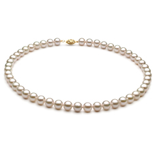 Halskette mit weißen, 7-8mm großen Chinesischen Akoya Perlen in AA+-Qualität , Heike
