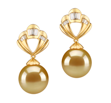 10-11mm AAA-Qualität Südsee Paar Ohrringe in Helena Gold