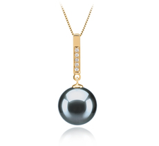 Anhänger mit schwarzen, 10-11mm großen Tihitianischen Perlen in AAA-Qualität , Janet