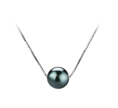 Anhänger mit schwarzen, 7-8mm großen Janischen Akoya Perlen in AAA-Qualität , Kristine