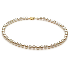 Halskette mit weißen, 6-7mm großen Janischen Akoya Perlen in AA-Qualität , Keike