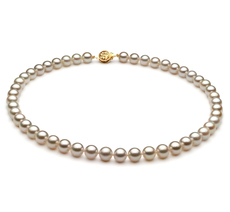 Halskette mit weißen, 7.5-8mm großen Janischen Akoya Perlen in AA-Qualität , Marisa
