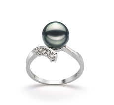 Ring mit schwarzen, 8-9mm großen Janischen Akoya Perlen in AA-Qualität , Olivia