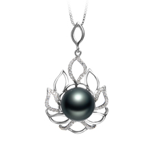 Anhänger mit schwarzen, 12-13mm großen Tihitianischen Perlen in AAA-Qualität , CALIDA