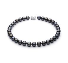 Halskette mit schwarzen, 12-12.89mm großen Tihitianischen Perlen in AAA-Qualität