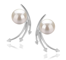 Paar Ohrringe mit weißen, 6-7mm großen Janischen Akoya Perlen in AA-Qualität , Rosie