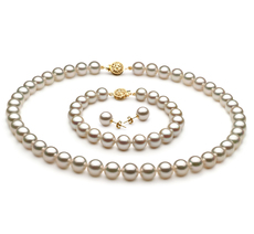8.5-9mm AAA-Qualität Japanische Akoya Perlen Set in Sienna Weiß
