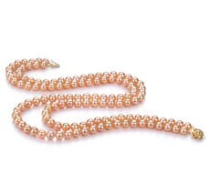 Halskette mit rosafarbenen, 6-7mm großen Süßwasserperlen in AA-Qualität , Ulrike