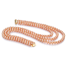 Halskette mit rosafarbenen, 6-7mm großen Süßwasserperlen in AA-Qualität , Verena