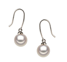 Paar Ohrringe mit weißen, 7-8mm großen Janischen Akoya Perlen in AA-Qualität , Veronika