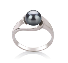 Ring mit schwarzen, 6-7mm großen Süßwasserperlen in AAA-Qualität , Wenke